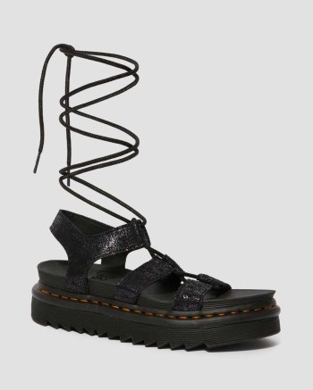 Dr Martens Nartilla Metallic Gladiator Sandale Damske Čierne | 2703-EVQWI